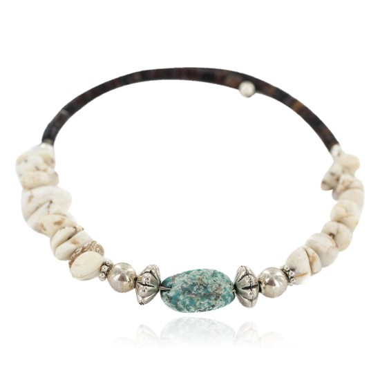 Certified Authentic Navajo Heishi White Howlite Native American Adjustable Wrap Bracelet 13161