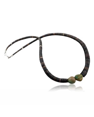 Certified Authentic Navajo Native .925 Sterling Silver Graduated Heishi and Turquoise Native American Necklace 390601692821