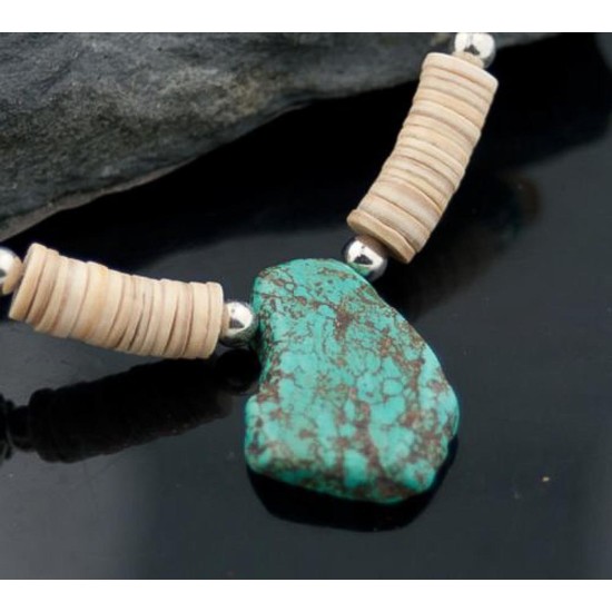 Certified Authentic Navajo Native .925 Sterling Silver Graduated Heishi, Turquoise and Carnelian Native American Necklace 391169568190