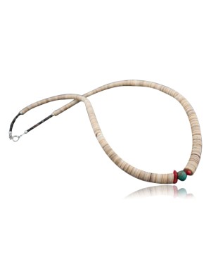 Certified Authentic Navajo Native .925 Sterling Silver Graduated Heishi, Turquoise and Coral Native American Necklace 390585942441