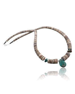 Certified Authentic Navajo Native .925 Sterling Silver Graduated Heishi Turquoise DROP Native American Necklace 390589681833