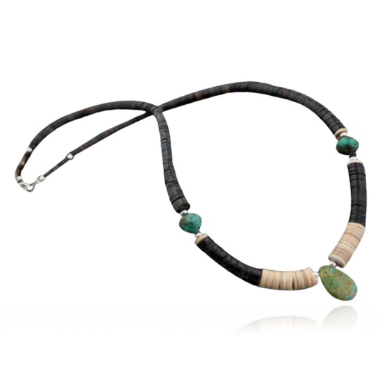Certified Authentic Navajo Native .925 Sterling Silver Graduated Heishi Turquoise DROP Native American Necklace 390599158511