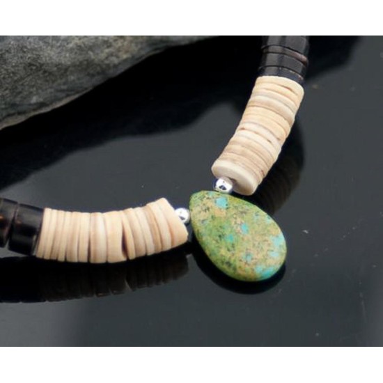 Certified Authentic Navajo Native .925 Sterling Silver Graduated Heishi Turquoise DROP Native American Necklace 390599158511