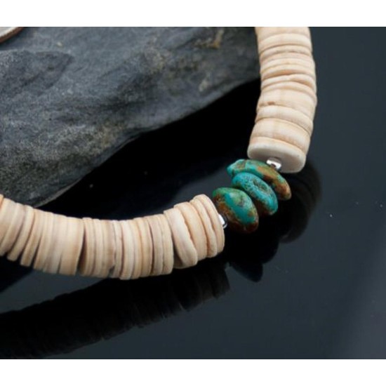 Certified Authentic Navajo Native .925 Sterling Silver Graduated Heishi, Turquoise Native American Necklace 390574656122