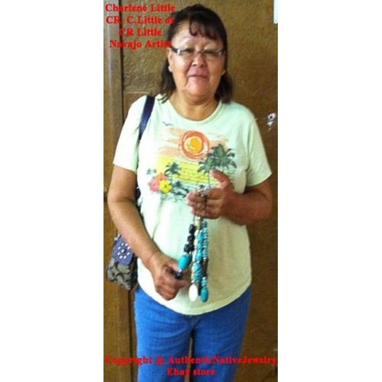 Certified Authentic Navajo Native .925 Sterling Silver Graduated Heishi, Turquoise Native American Necklace 390574656122