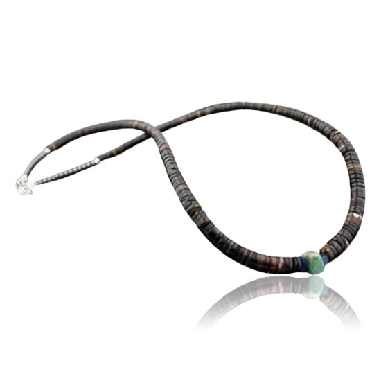 Certified Authentic Navajo Native .925 Sterling Silver Graduated Heishi Turquoise Native American Necklace 390578017473