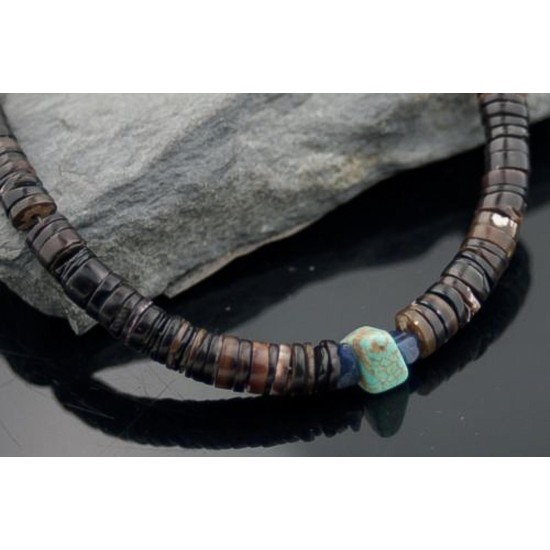 Certified Authentic Navajo Native .925 Sterling Silver Graduated Heishi Turquoise Native American Necklace 390578017473