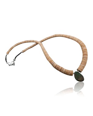 Certified Authentic Navajo Native .925 Sterling Silver Graduated Melon Shell and Turquoise DROP Native American Necklace 370840586382