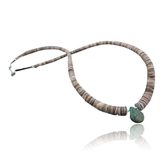 Certified Authentic Navajo Native .925 Sterling Silver Graduated Melon Shell and Turquoise DROP Native American Necklace 390597267006 Certified Authentic Navajo Native .925 Sterling Silver Graduated Melon Shell and Turquoise DROP Native American Necklace 390597267006