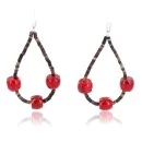 Navajo Sterling Silver Coral Heishi Earrings 18013-36