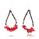 Navajo NATIVE .925 Sterling Silver Hooks Natural CORAL HOOP Native American Earrings 390790917320