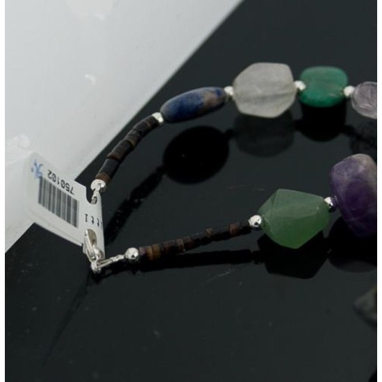 Certified Authentic Navajo Native .925 Sterling Silver Multicolor Stones Native American Necklace 750102-96