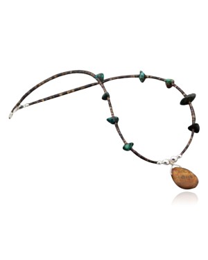 Certified Authentic Navajo Native .925 Sterling Silver Natural Turquoise DROP Native American Necklace 15388-40