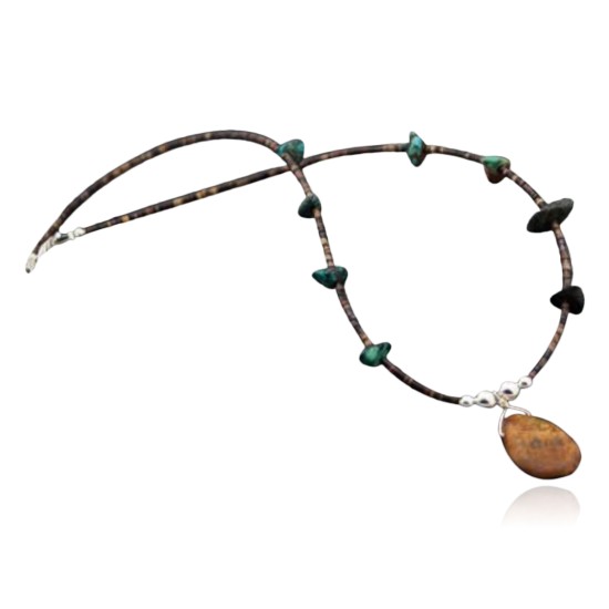 Certified Authentic Navajo Native .925 Sterling Silver Natural Turquoise DROP Native American Necklace 15388-40 Certified Authentic Navajo Native .925 Sterling Silver Natural Turquoise DROP Native American Necklace 15388-40