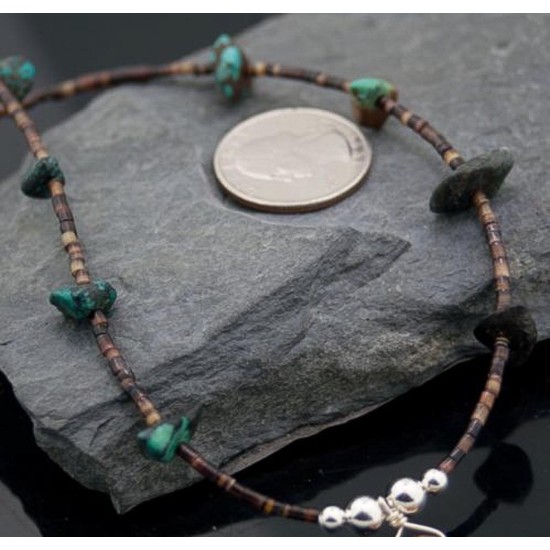 Certified Authentic Navajo Native .925 Sterling Silver Natural Turquoise DROP Native American Necklace 15388-40 Certified Authentic Navajo Native .925 Sterling Silver Natural Turquoise DROP Native American Necklace 15388-40