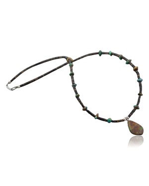 Certified Authentic Navajo Native .925 Sterling Silver Natural Turquoise DROP Native American Necklace 390605187238