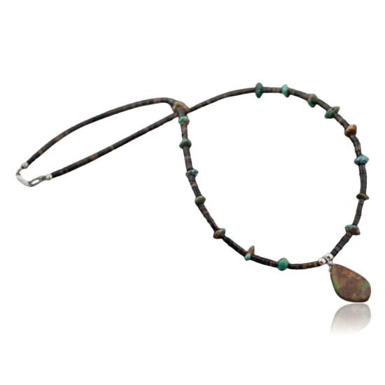 Certified Authentic Navajo Native .925 Sterling Silver Natural Turquoise DROP Native American Necklace 390605187238