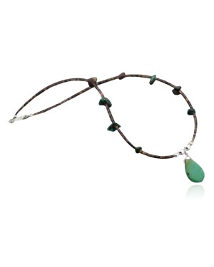 Certified Authentic Navajo Native .925 Sterling Silver Natural Turquoise DROP Native American Necklace 390607057219