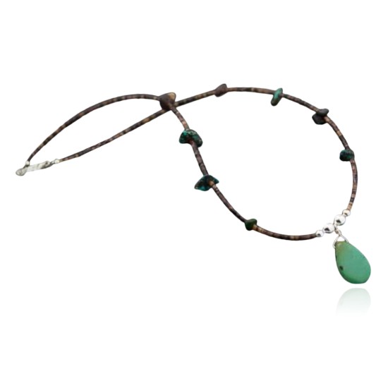 Certified Authentic Navajo Native .925 Sterling Silver Natural Turquoise DROP Native American Necklace 390607057219