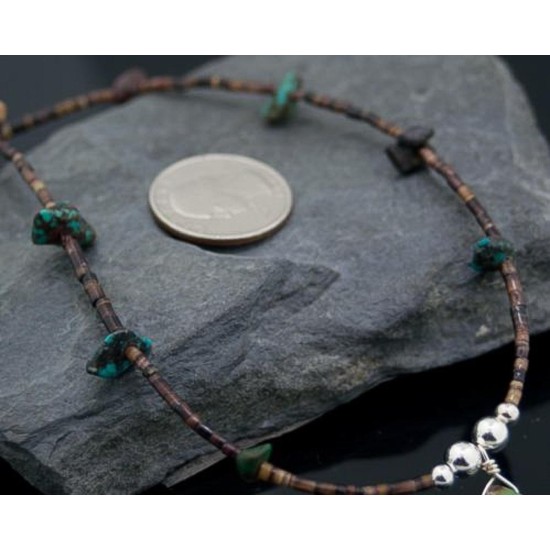 Certified Authentic Navajo Native .925 Sterling Silver Natural Turquoise DROP Native American Necklace 390607057219