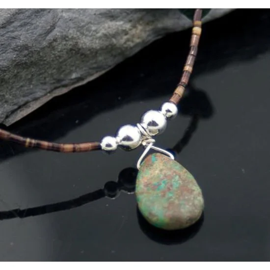 Navajo Native .925 Sterling Silver Natural Turquoise DROP Native American Necklace 750103-39