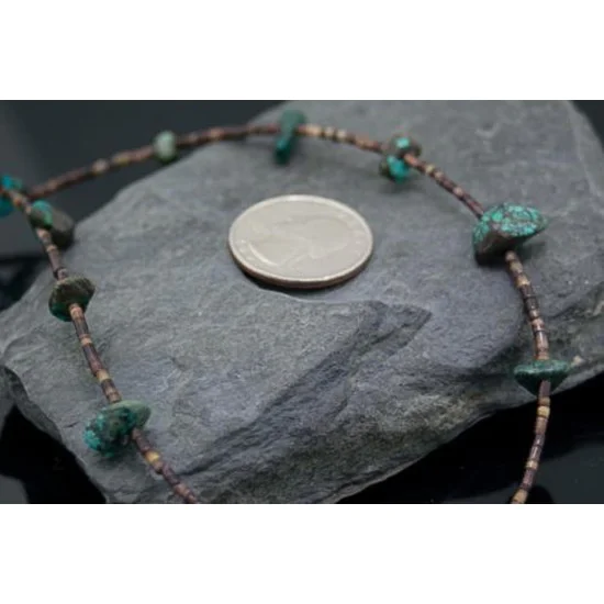 Navajo Native .925 Sterling Silver Natural Turquoise DROP Native American Necklace 750103-39