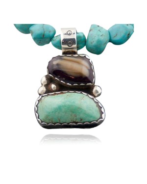 Certified Authentic Navajo Native .925 Sterling Silver Turquoise and Purple Spiny Oyster Native American Necklace 390577494469