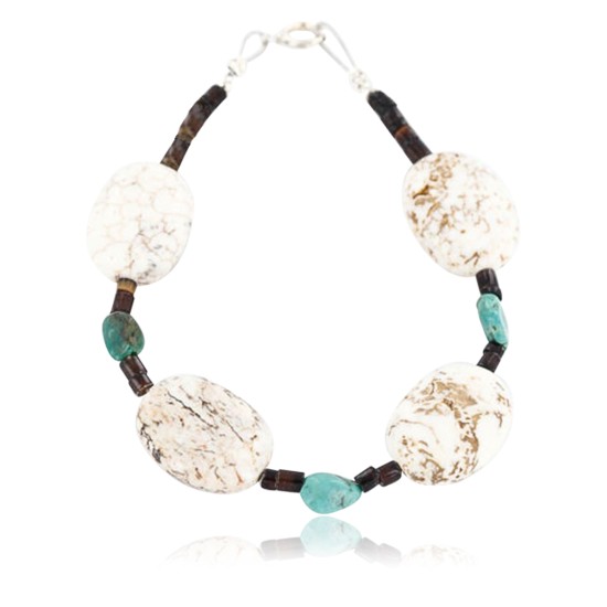 Certified Authentic Navajo NATIVE .925 Sterling Silver WHITE Turquoise Native American Bracelet 371017487123