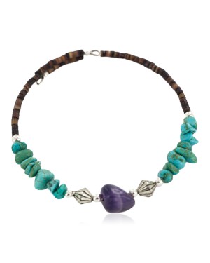 Certified Authentic Navajo Natural Amethyst Heishi Native American Adjustable Wrap Bracelet  13151-65