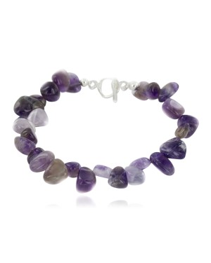 Certified Authentic Navajo Natural Amethyst Native American Bracelet 12921-4