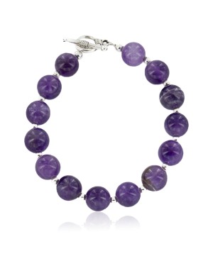 Certified Authentic Navajo Natural Amethyst Native American Bracelet 13045