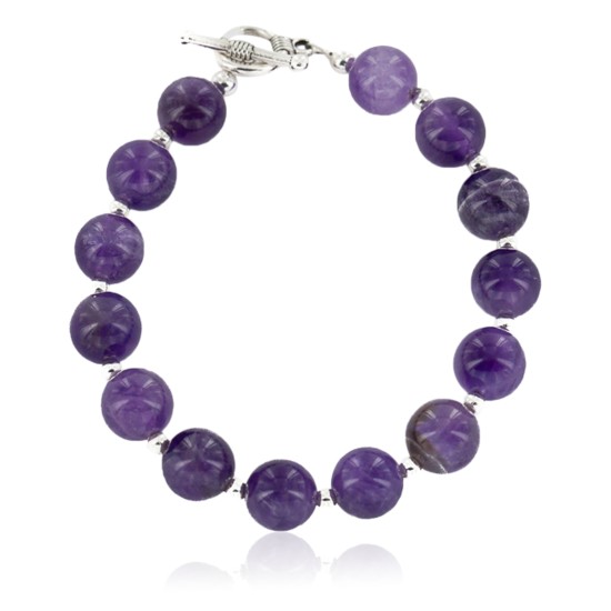 Certified Authentic Navajo Natural Amethyst Native American Bracelet 13045 Certified Authentic Navajo Natural Amethyst Native American Bracelet 13045