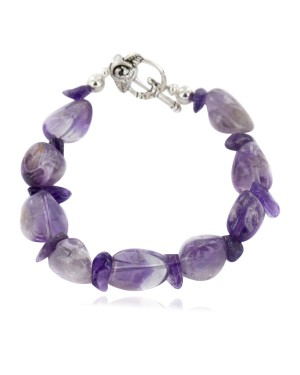 Certified Authentic Navajo Natural Amethyst Native American Link Bracelet 12983