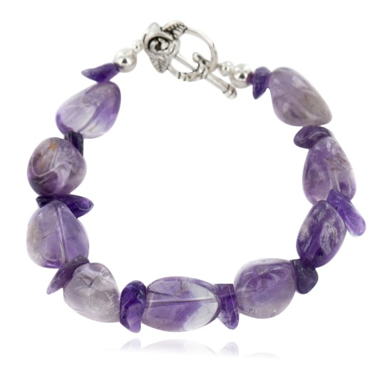 Certified Authentic Navajo Natural Amethyst Native American Link Bracelet 12983