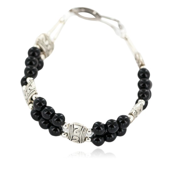 Certified Authentic Navajo Natural Black Onyx Native American Bracelet 1301-4 Certified Authentic Navajo Natural Black Onyx Native American Bracelet 1301-4