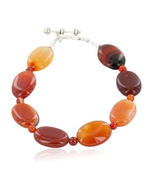 Certified Authentic Navajo Natural Carnelian Native American Bracelet 12884-4