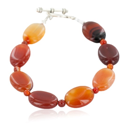 Certified Authentic Navajo Natural Carnelian Native American Bracelet 12884-4