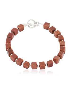 Certified Authentic Navajo Natural Goldstone Native American Bracelet 12884-1