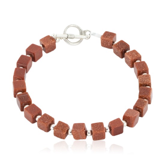 Certified Authentic Navajo Natural Goldstone Native American Bracelet 12884-1