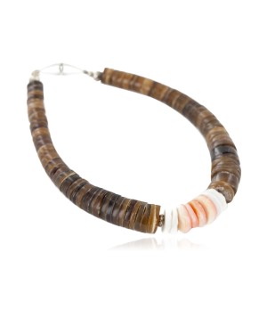 Certified Authentic Navajo Natural Graduated Melon Shell Native American Bracelet 12742-2