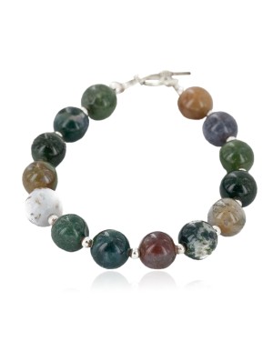 Certified Authentic Navajo Natural Green Jasper Native American Bracelet 12888-2