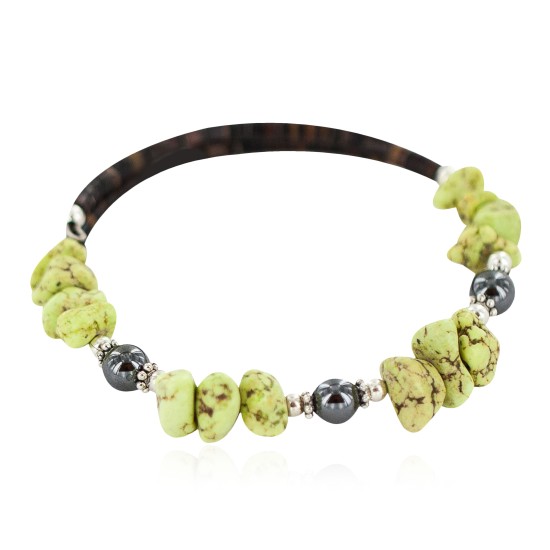 Certified Authentic Navajo Natural Hematite Gaspeite Heishi Adjustable Wrap Native American Bracelet 13121