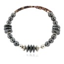 Certified Authentic Navajo Natural Hematite Heishi Adjustable Wrap Native American Bracelet 13049-8
