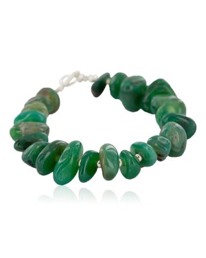 Certified Authentic Navajo Natural Jade Native American Bracelet 12945-6
