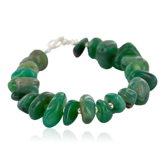 Certified Authentic Navajo Natural Jade Native American Bracelet 12945-6