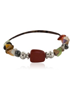 Certified Authentic Navajo Natural Jasper Quartz Heishi Multicolor Native American Adjustable Wrap Bracelet 13133