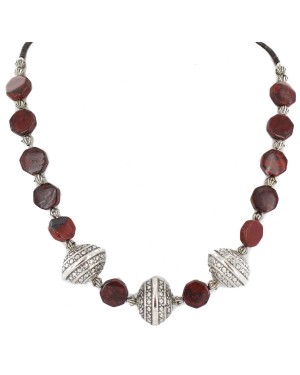 Certified Authentic Navajo Natural Red Jasper Native American Necklace 750213-5