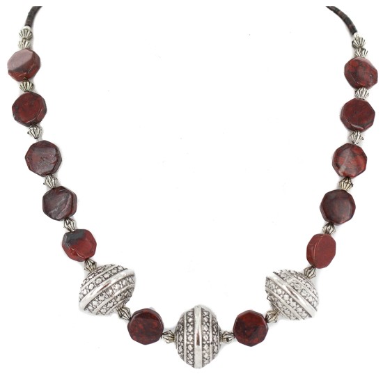 Certified Authentic Navajo Natural Red Jasper Native American Necklace 750213-5