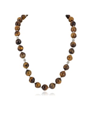 Certified Authentic Navajo Natural Tigers Eye Native American Necklace 25288