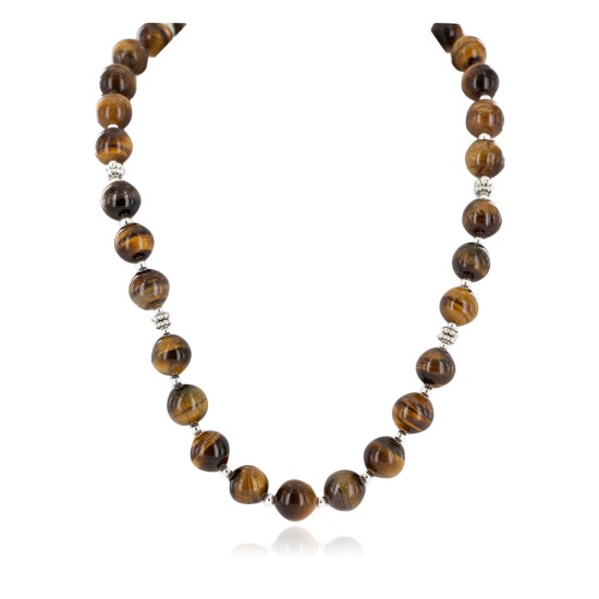 Certified Authentic Navajo Natural Tigers Eye Native American Necklace 25288